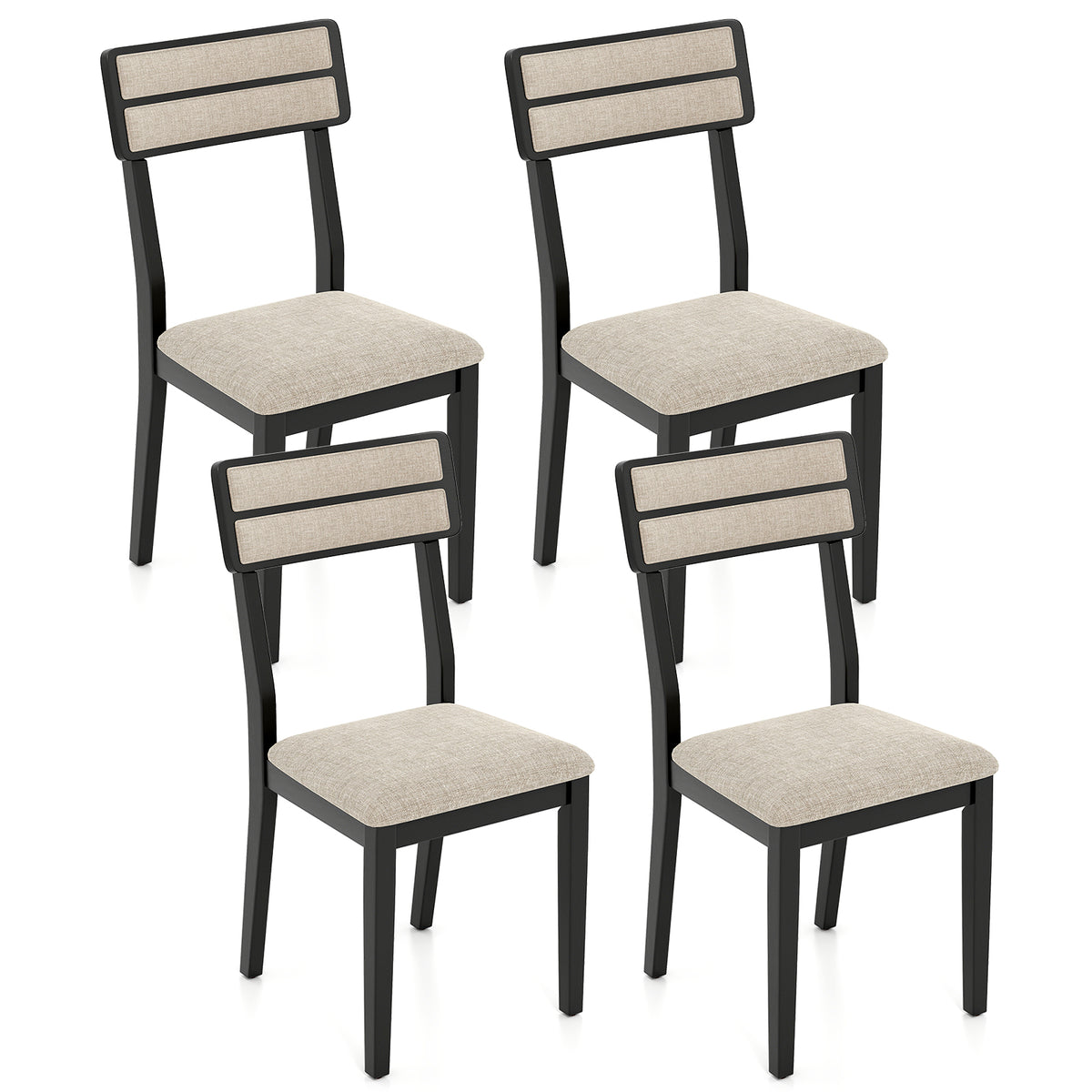 Modern Dining Chairs Set of 4 with Tilt Backrest - Black