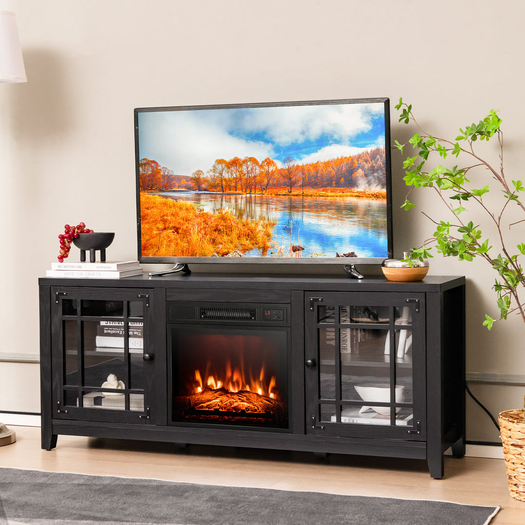 58 Inch Fireplace TV Stand for 65" TV, Black