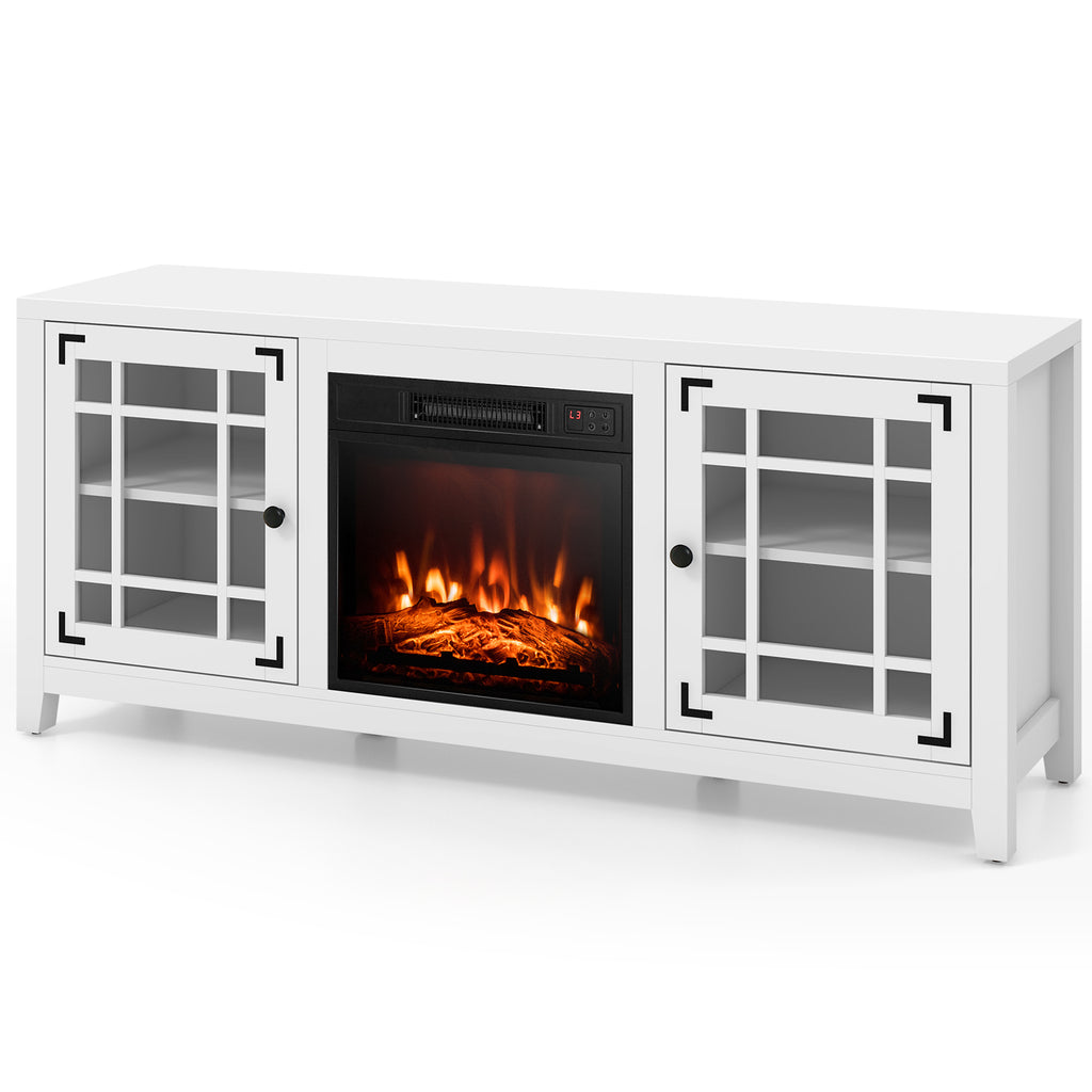 58" Fireplace TV Stand with Adjustable Shelves for 65" TV - White