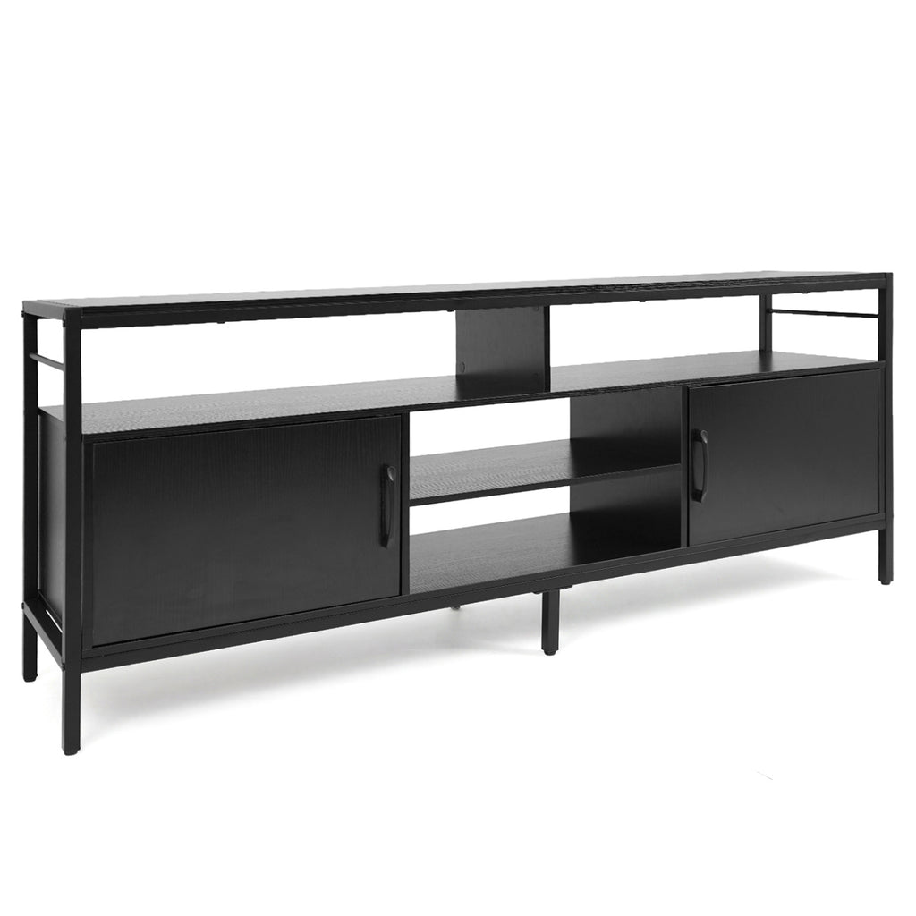 Industrial TV Stand with Cabinets for 65" TVs - Black