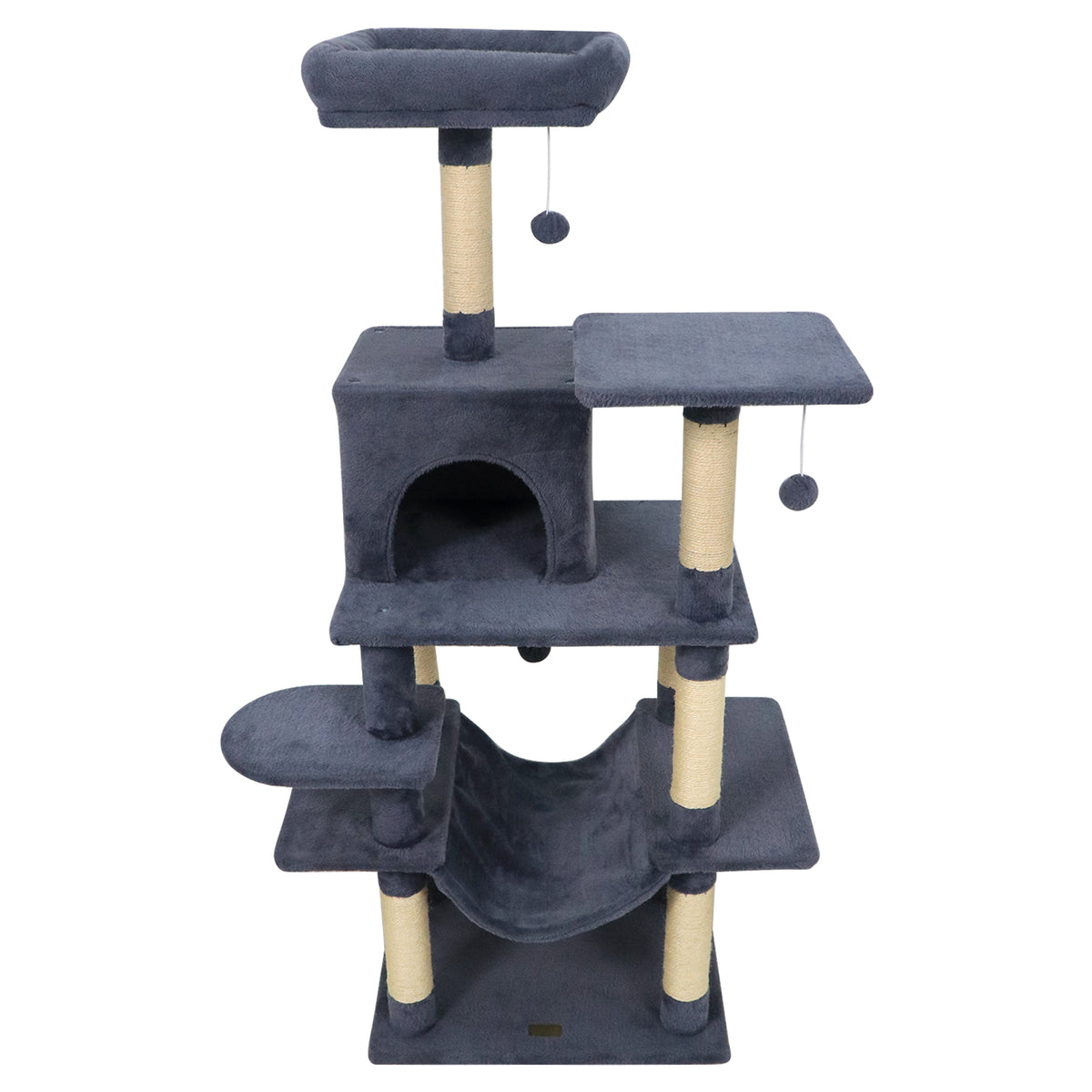 58-Inch Multi-Level Cat Tree Tower with Plush Padded Perch & Sisal Posts - Gray Variation