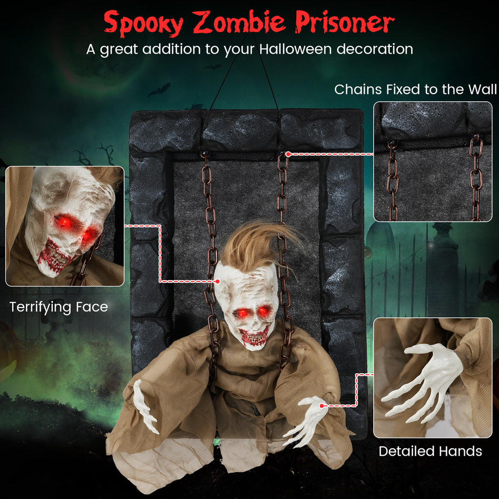 Halloween Hanging Animated Zombie Prisoner Decoration Sound Activated - Variation A