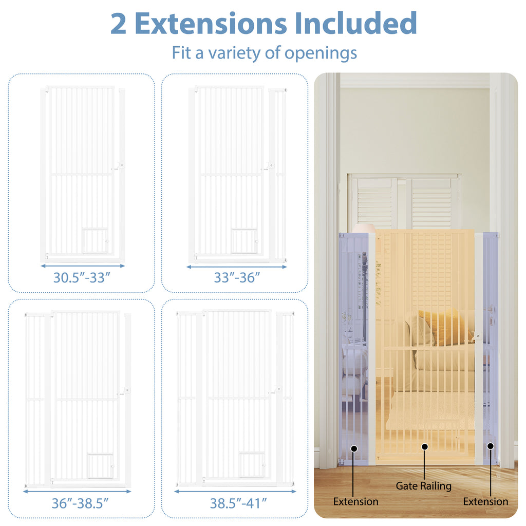 59 Inch Tall Heavy-Duty Metal Pet Gate with Wide Opening - White, Variation of THIS listing