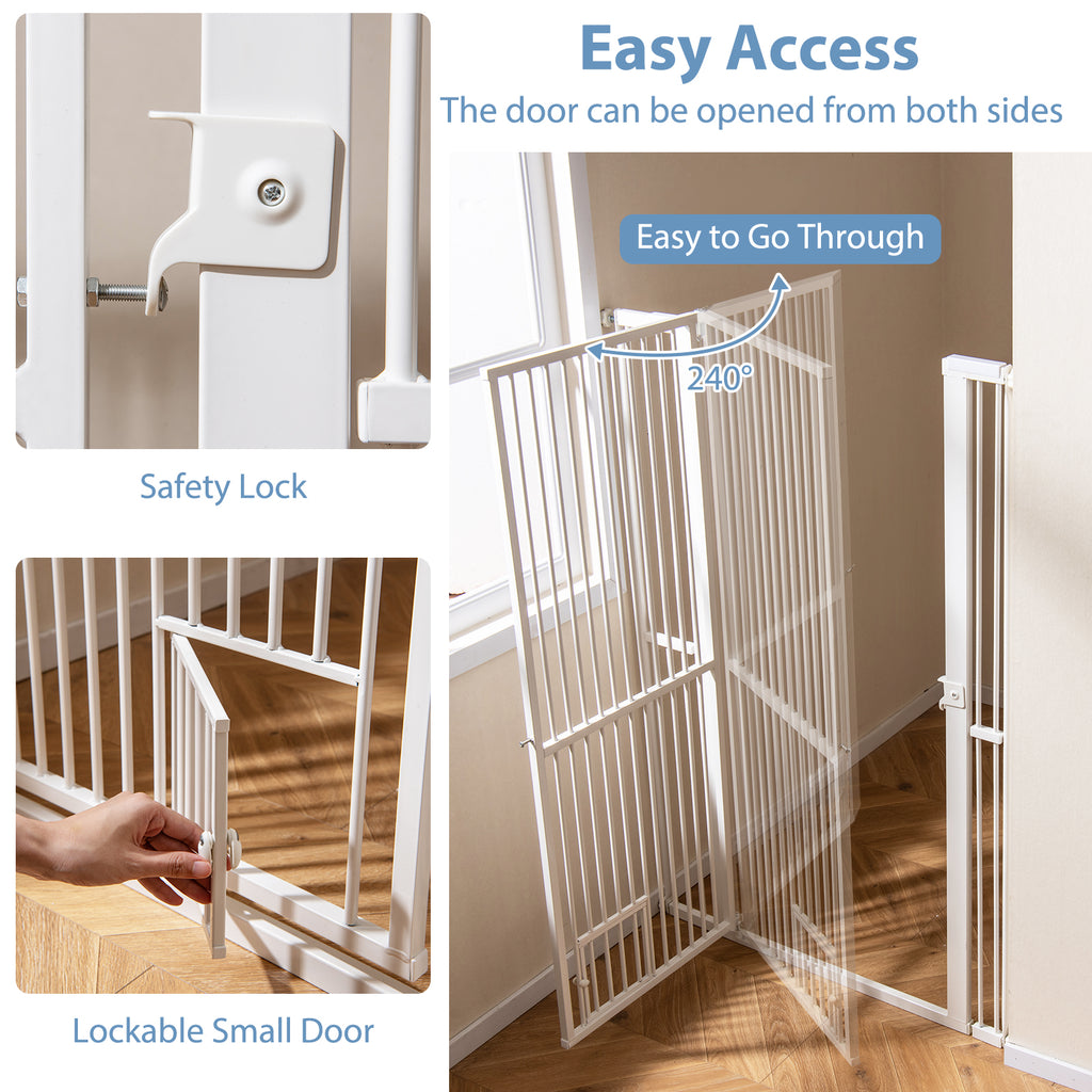 59 Inch Tall Heavy-Duty Metal Pet Gate with Wide Opening - White, Variation of THIS listing
