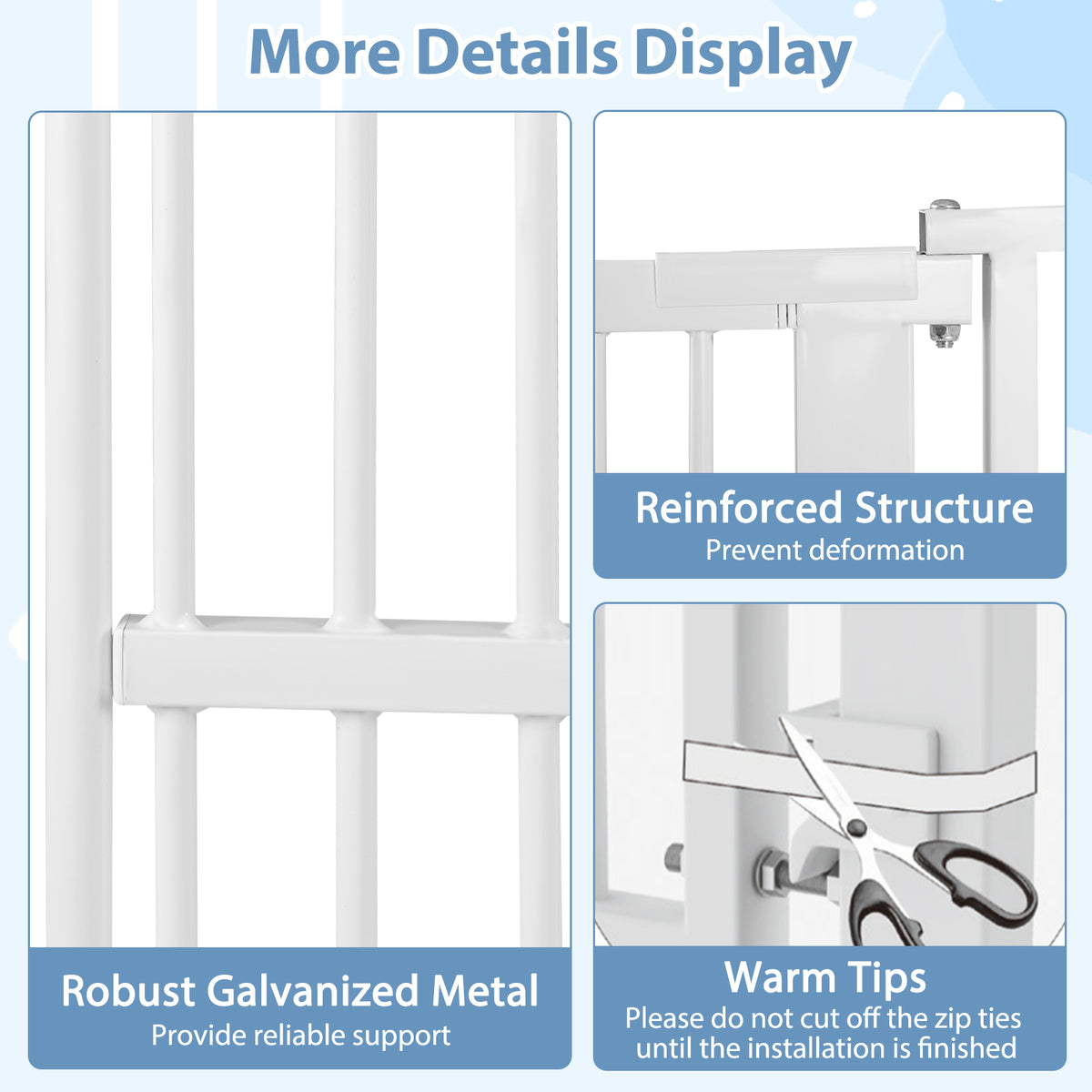 59 Inch Tall Heavy-Duty Metal Pet Gate with Wide Opening - White, Variation of THIS listing