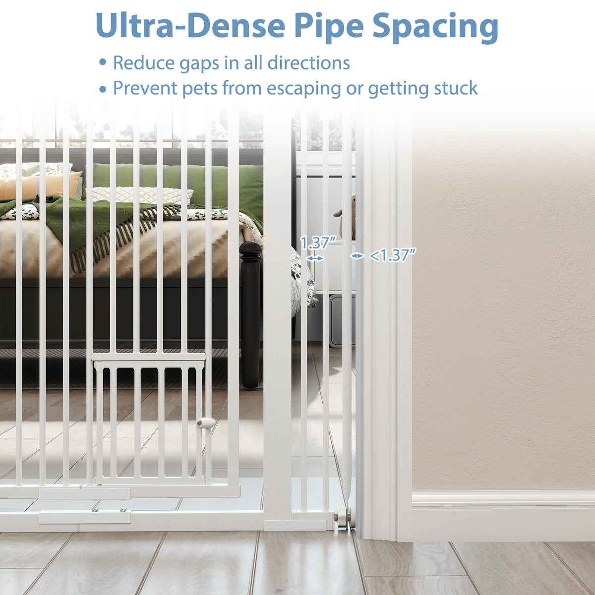 59 Inch Tall Heavy-Duty Metal Pet Gate with Wide Opening - White, Variation of THIS listing