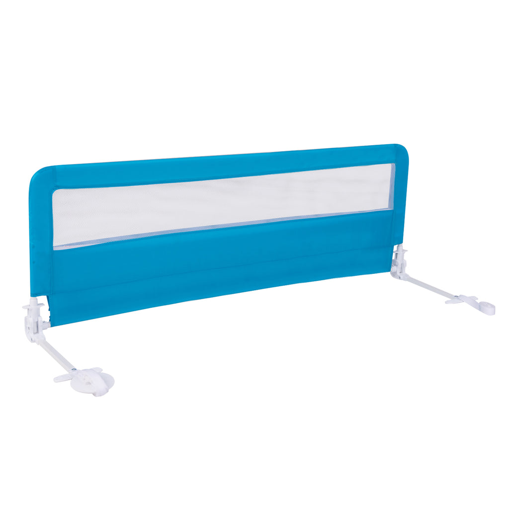 59 Inch Folding Baby Bed Rail Guard with Safety Strap - Blue, Breathable Mesh
