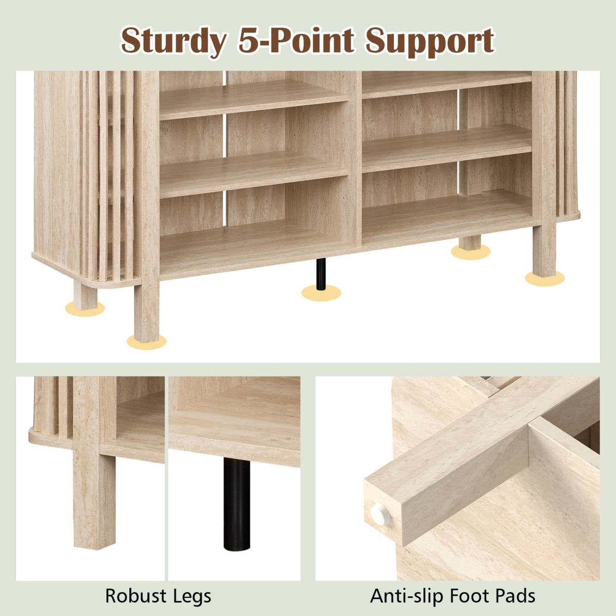 TV Stand for TVs Up to 55 Inches with Adjustable Shelves