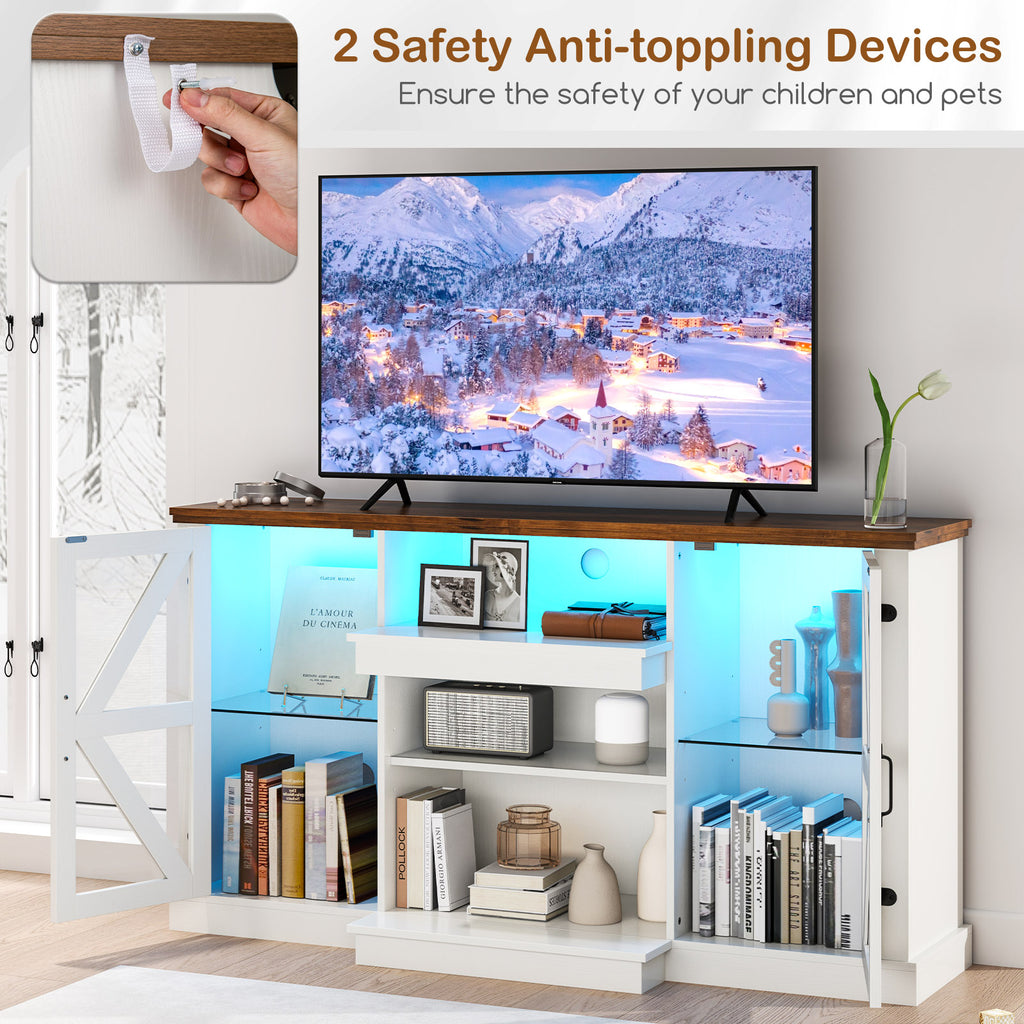 59" Media Console with LED Lights for 65" TV - White