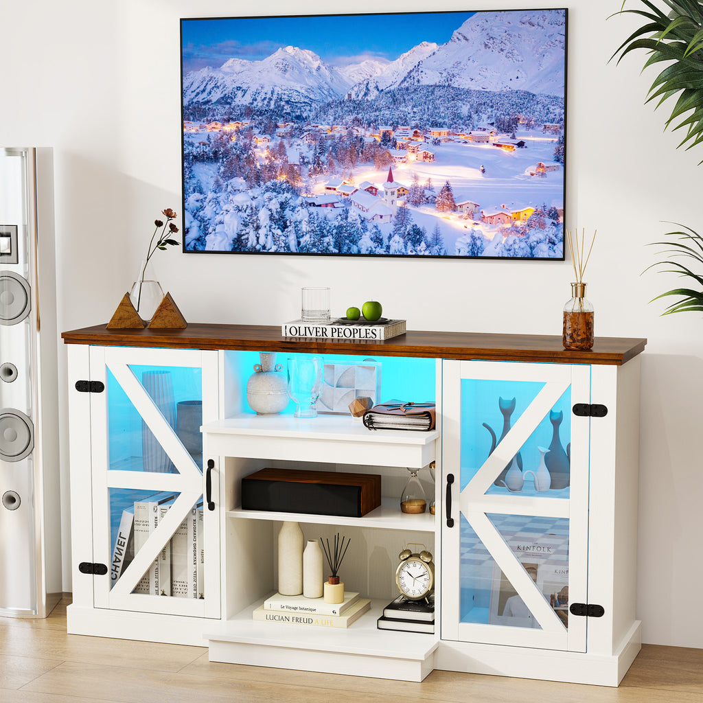 59" Media Console with LED Lights for 65" TV - White