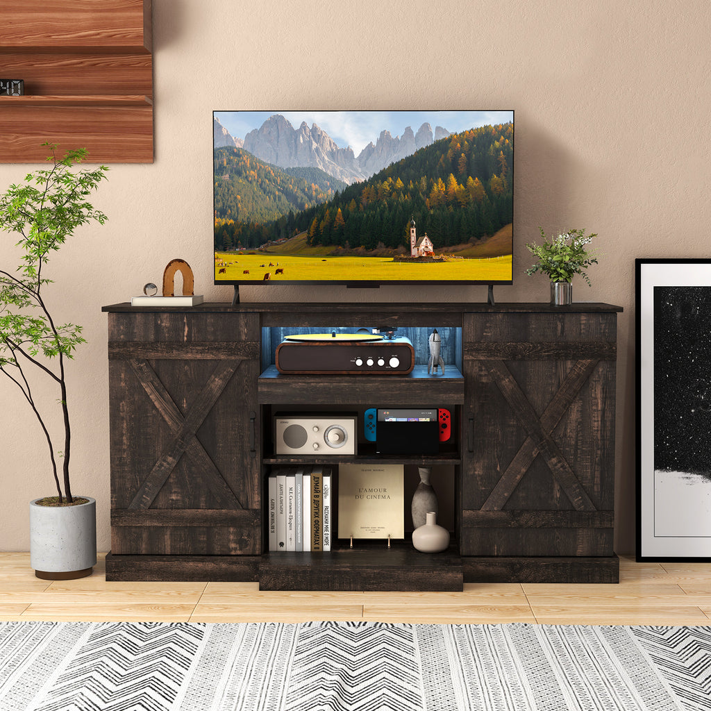 TV Stand for 65" TV with LED Lights - Coffee