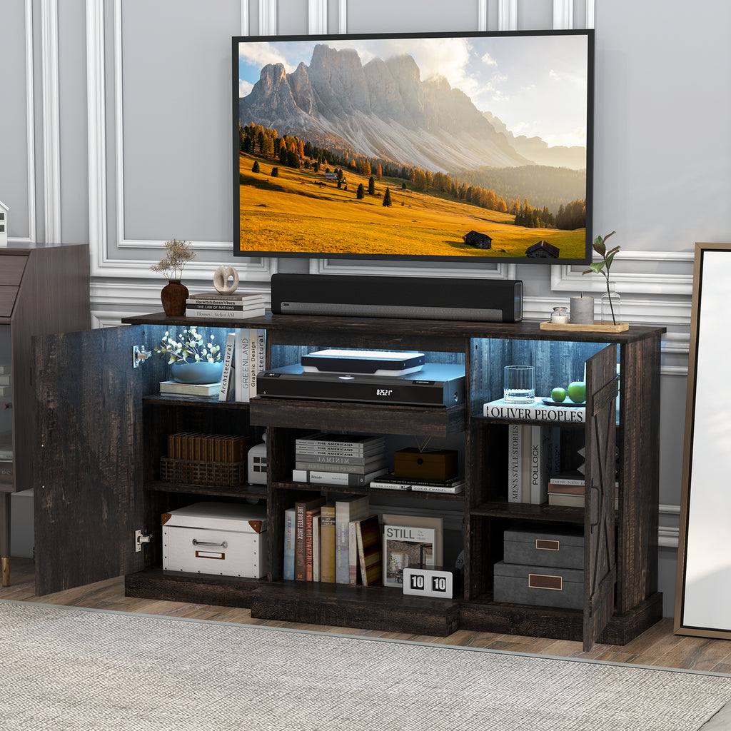 TV Stand for 65" TV with LED Lights - Coffee