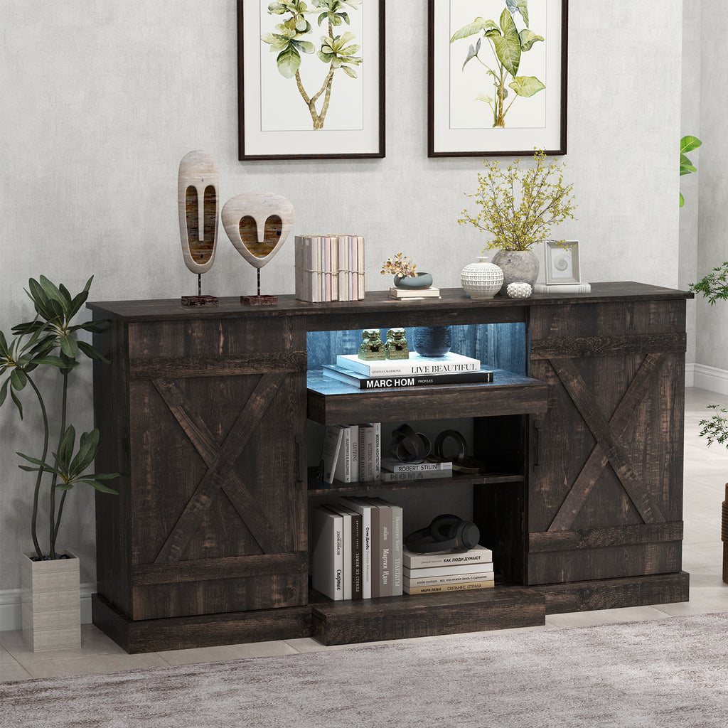 TV Stand for 65" TV with LED Lights - Coffee