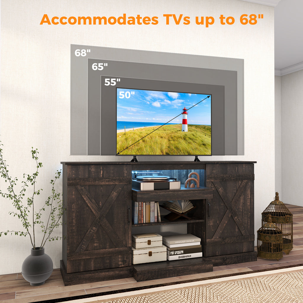TV Stand for 65" TV with LED Lights - Coffee