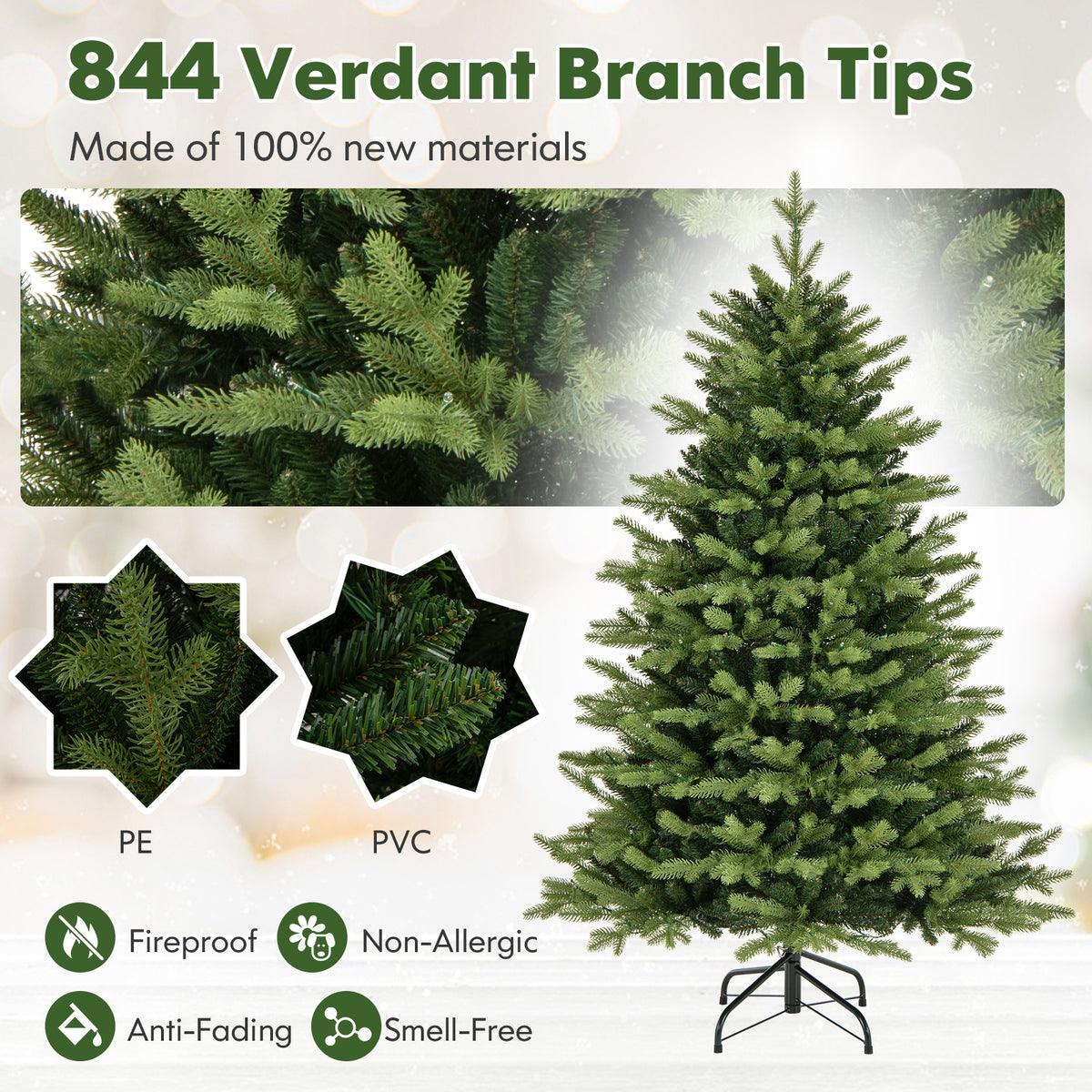 5 Ft Artificial Christmas Tree with 11 Lighting Modes & Remote Control