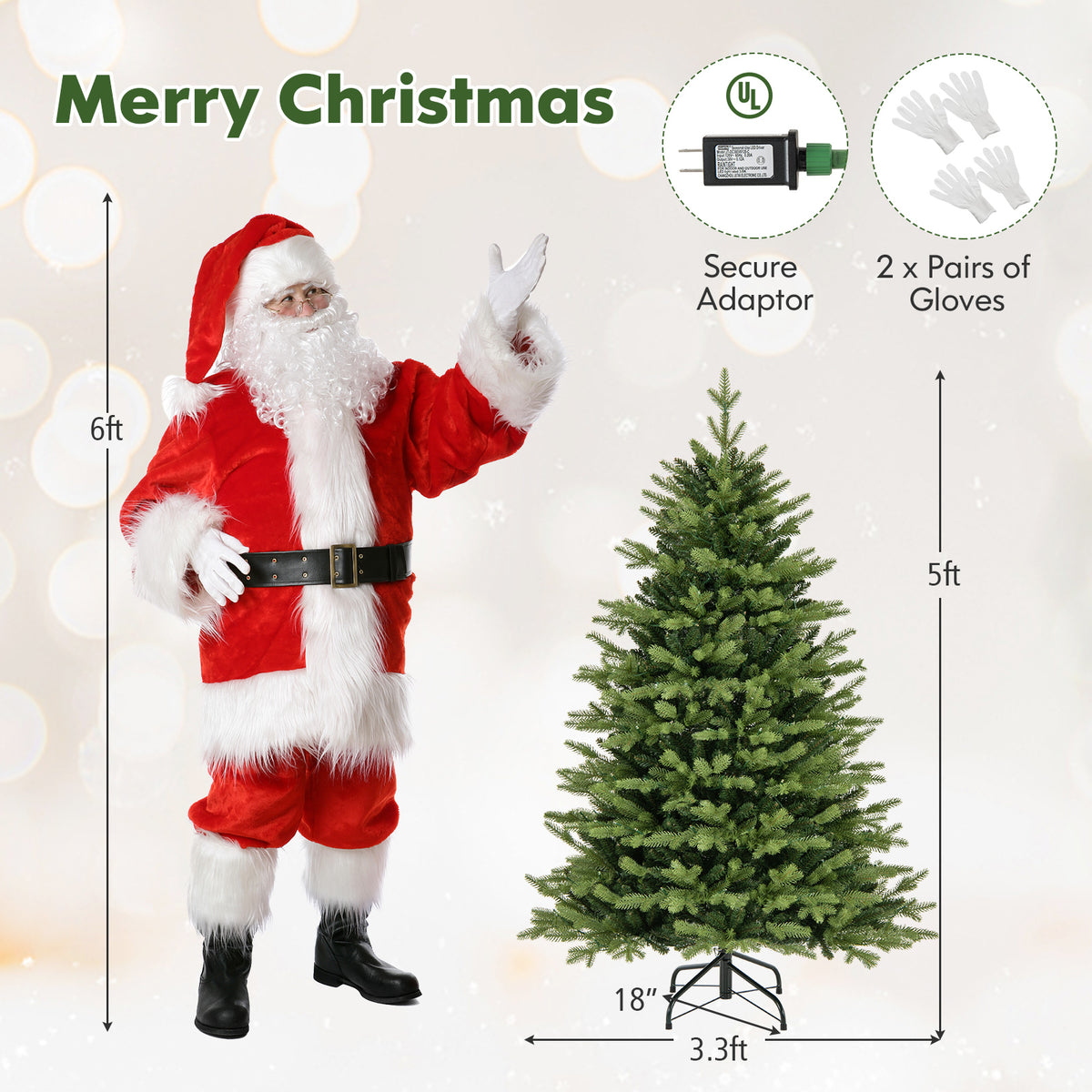 5 Ft Artificial Christmas Tree with 11 Lighting Modes & Remote Control