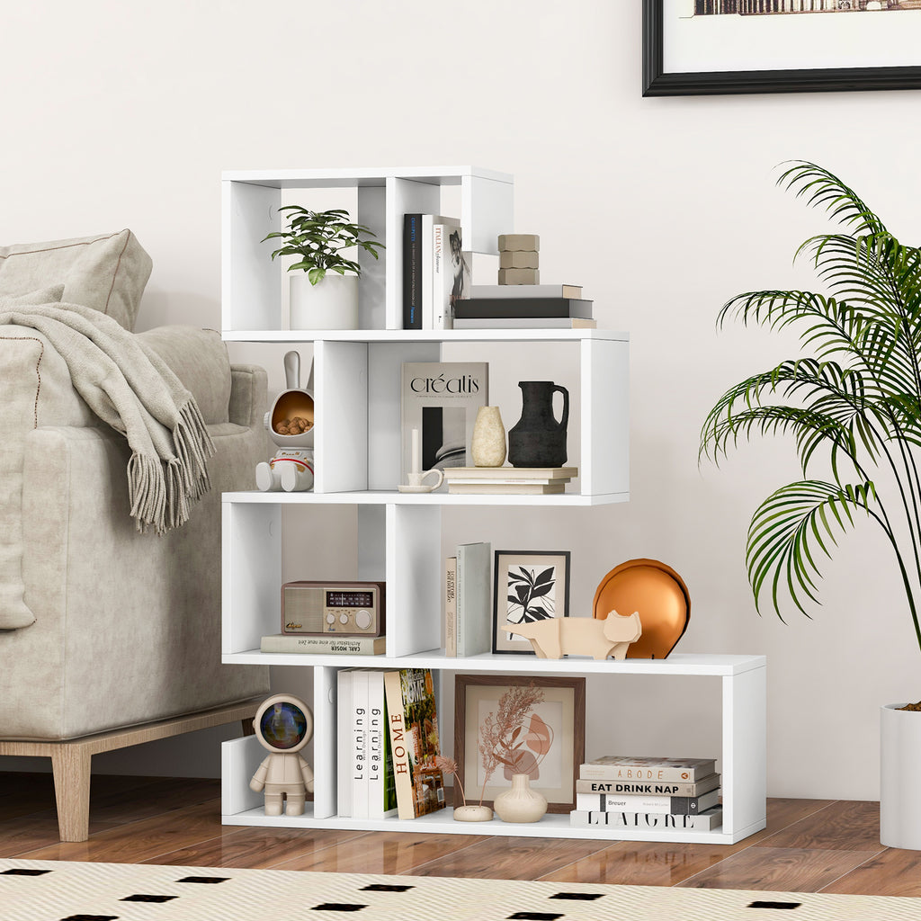 S-Shaped Bookshelf with Open Cubes, Black