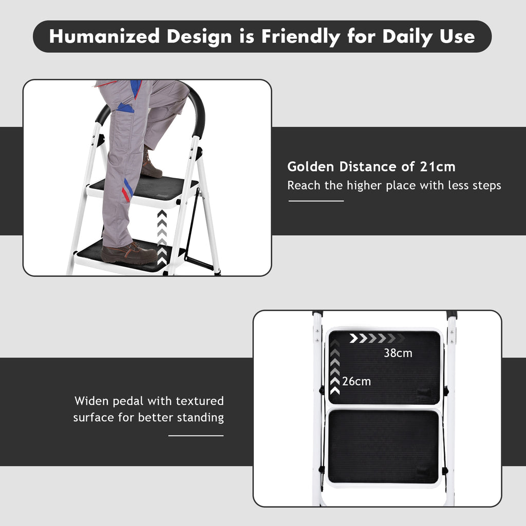 2-Step Folding Stool with Anti-Slip Pedals