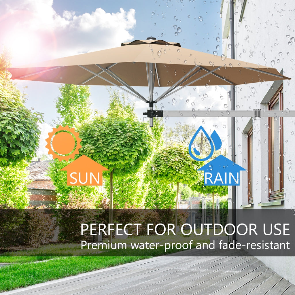 8 Feet Wall Mounted Patio Umbrella with Adjustable Pole