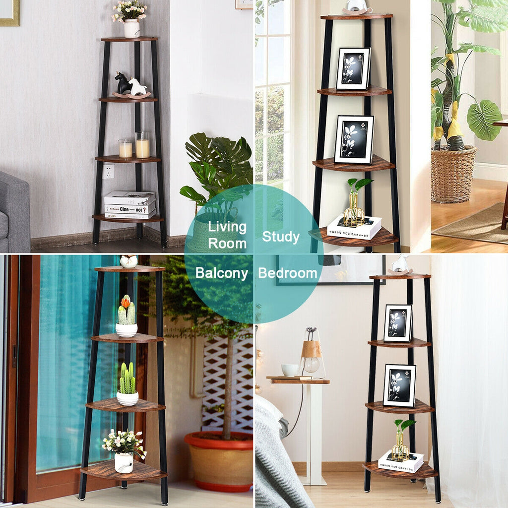 4-Tier Multipurpose Corner Shelf Bookcase