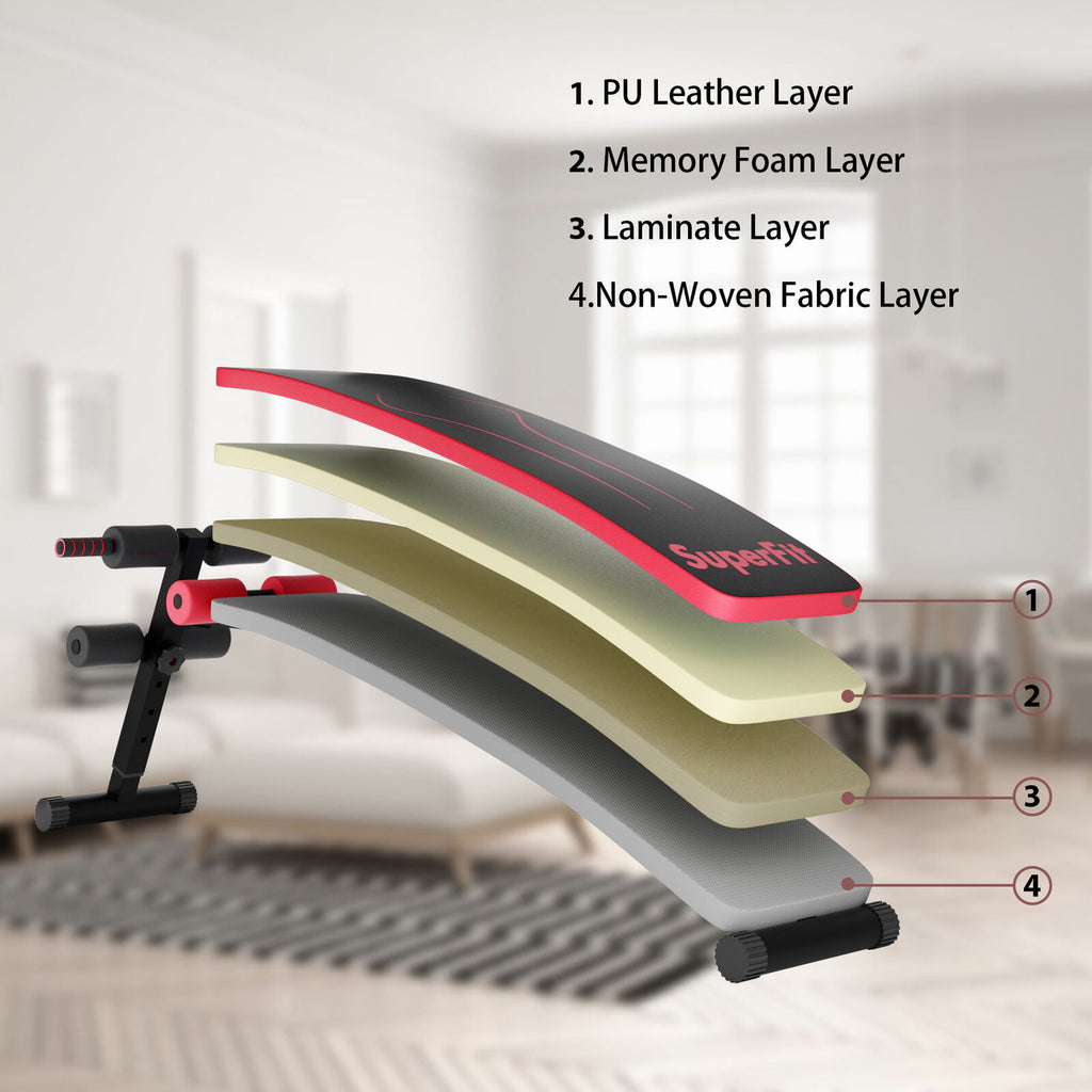 Foldable 52 Inch Adjustable Weight Bench for Home Workout - Red