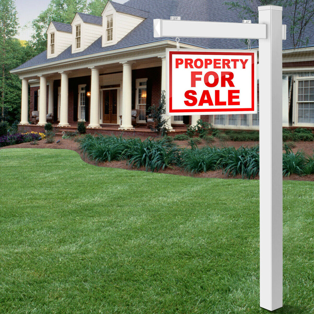 White Vinyl Yard Sign Post for Real Estate Open House - 6ft