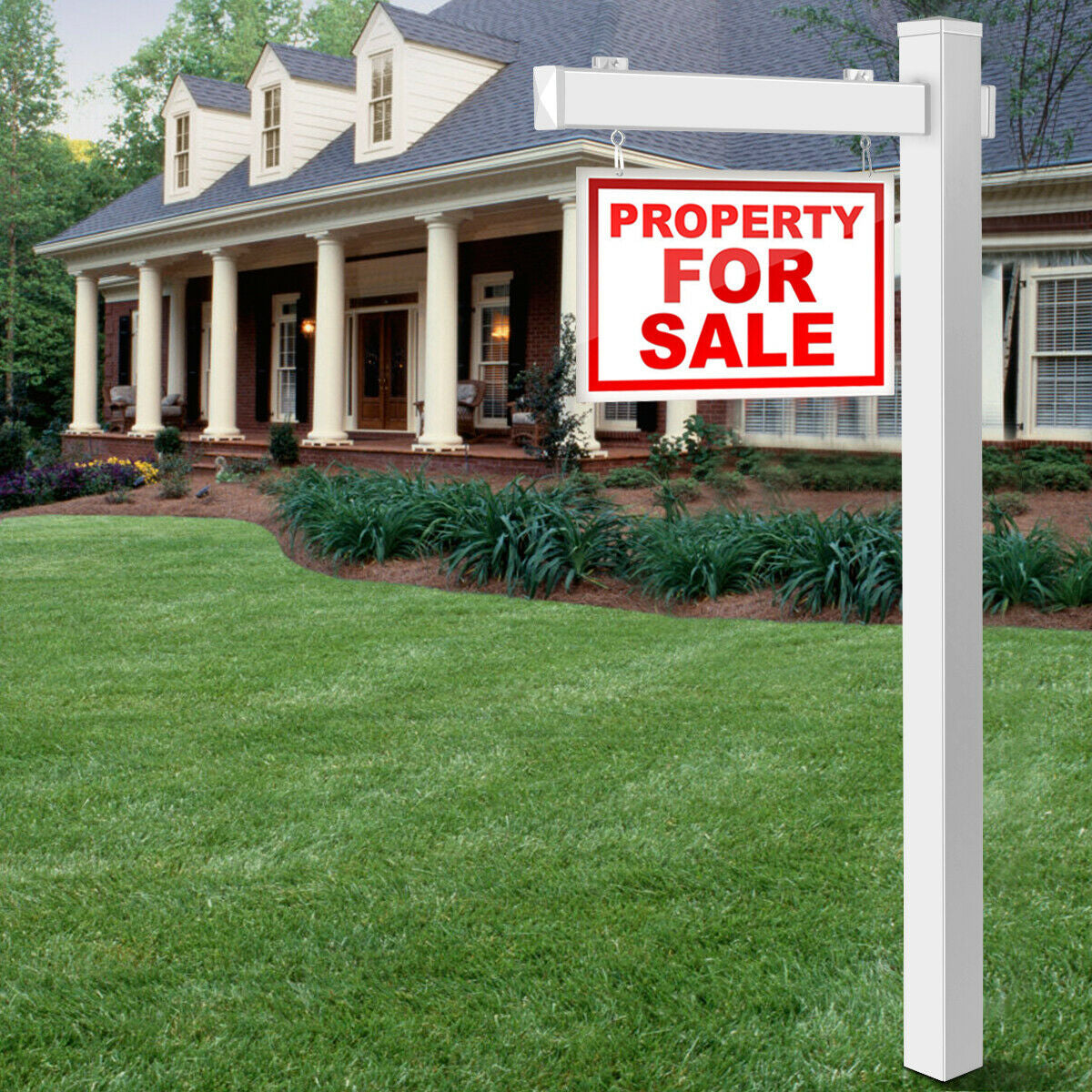 White Vinyl Yard Sign Post for Real Estate Open House - 6ft