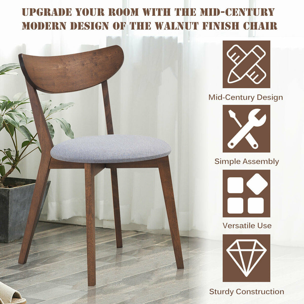 Set of 2 Upholstered Dining Chairs, Curved Back