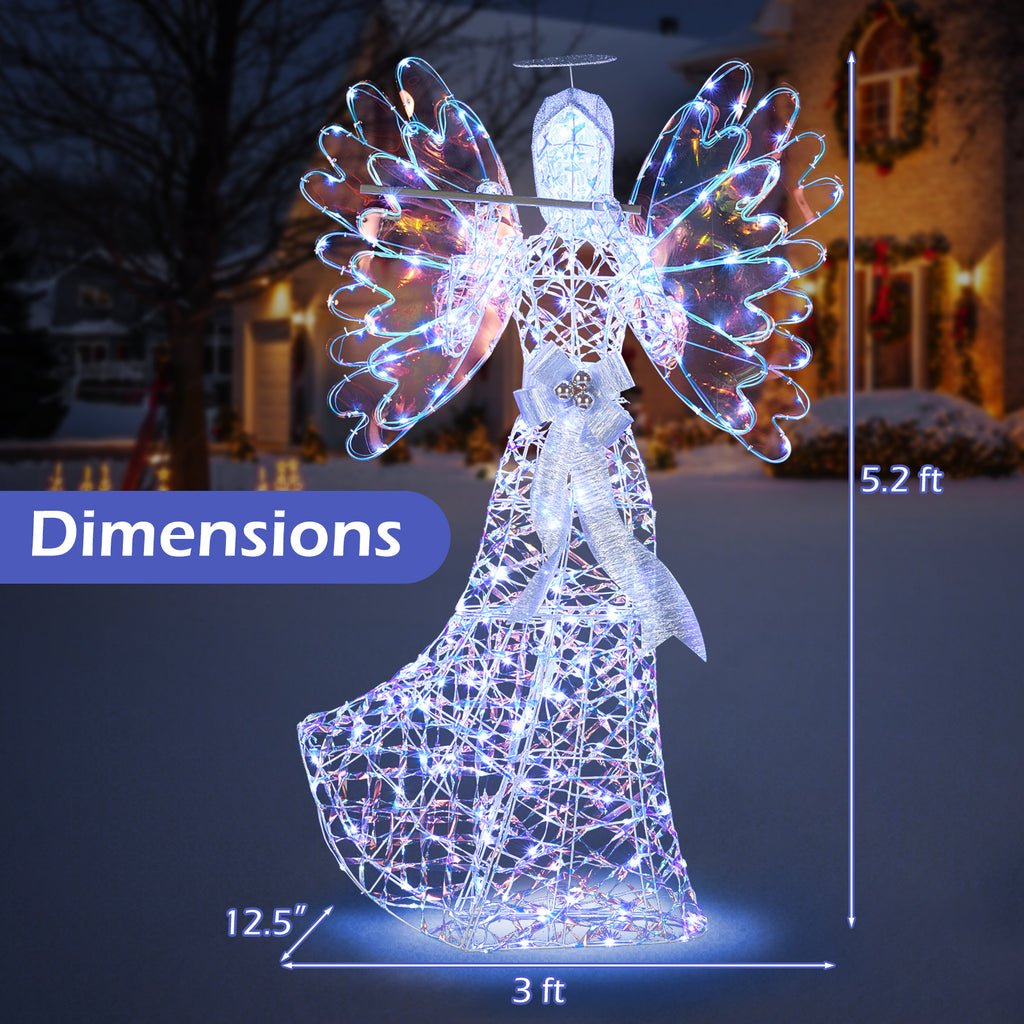 Lighted Angel Christmas Decoration 3D Glittering Halo with Flute - Indoor Outdoor Holiday Decor