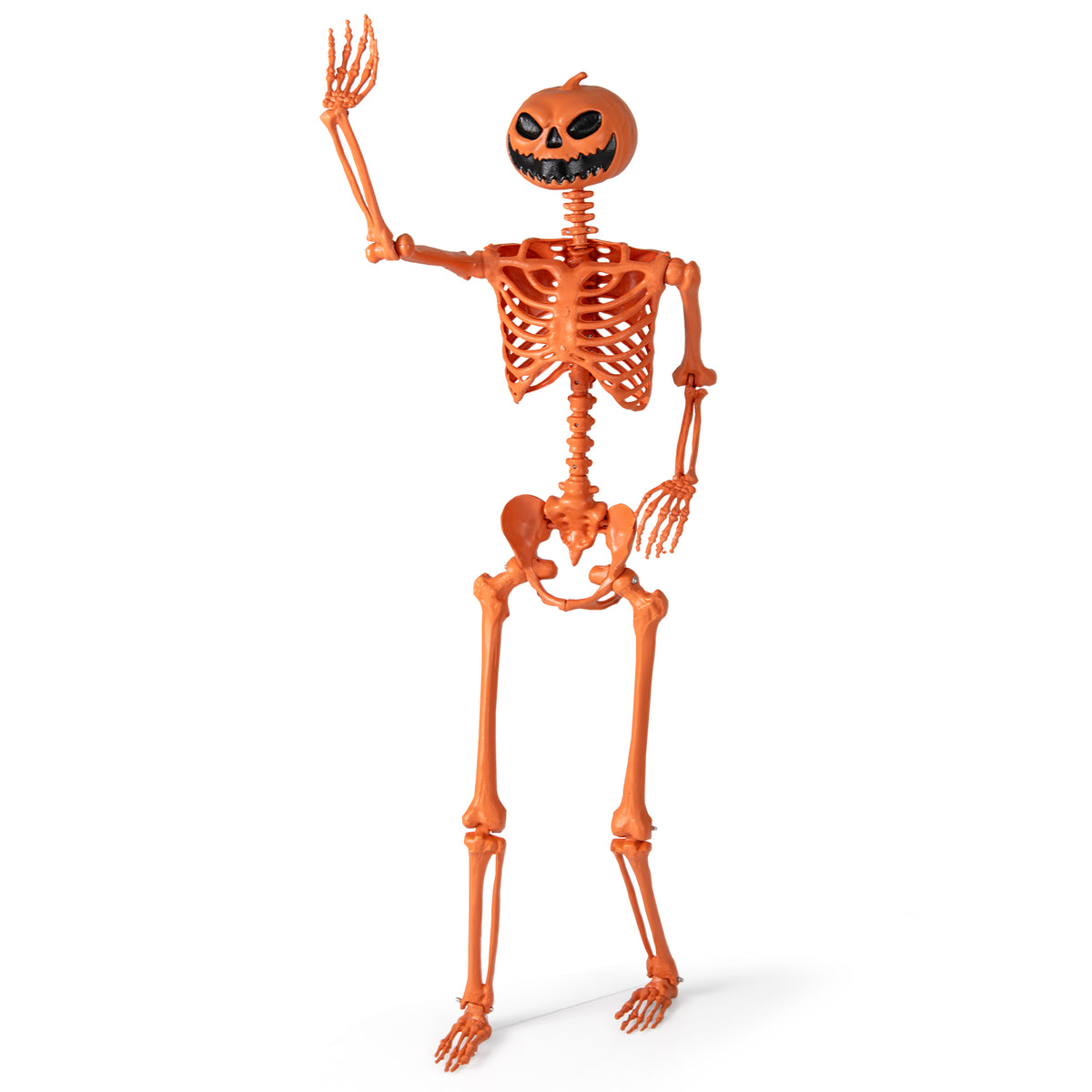 Life-Size Halloween Skeleton with Pumpkin Head & Movable Joints - Indoor Outdoor Decor