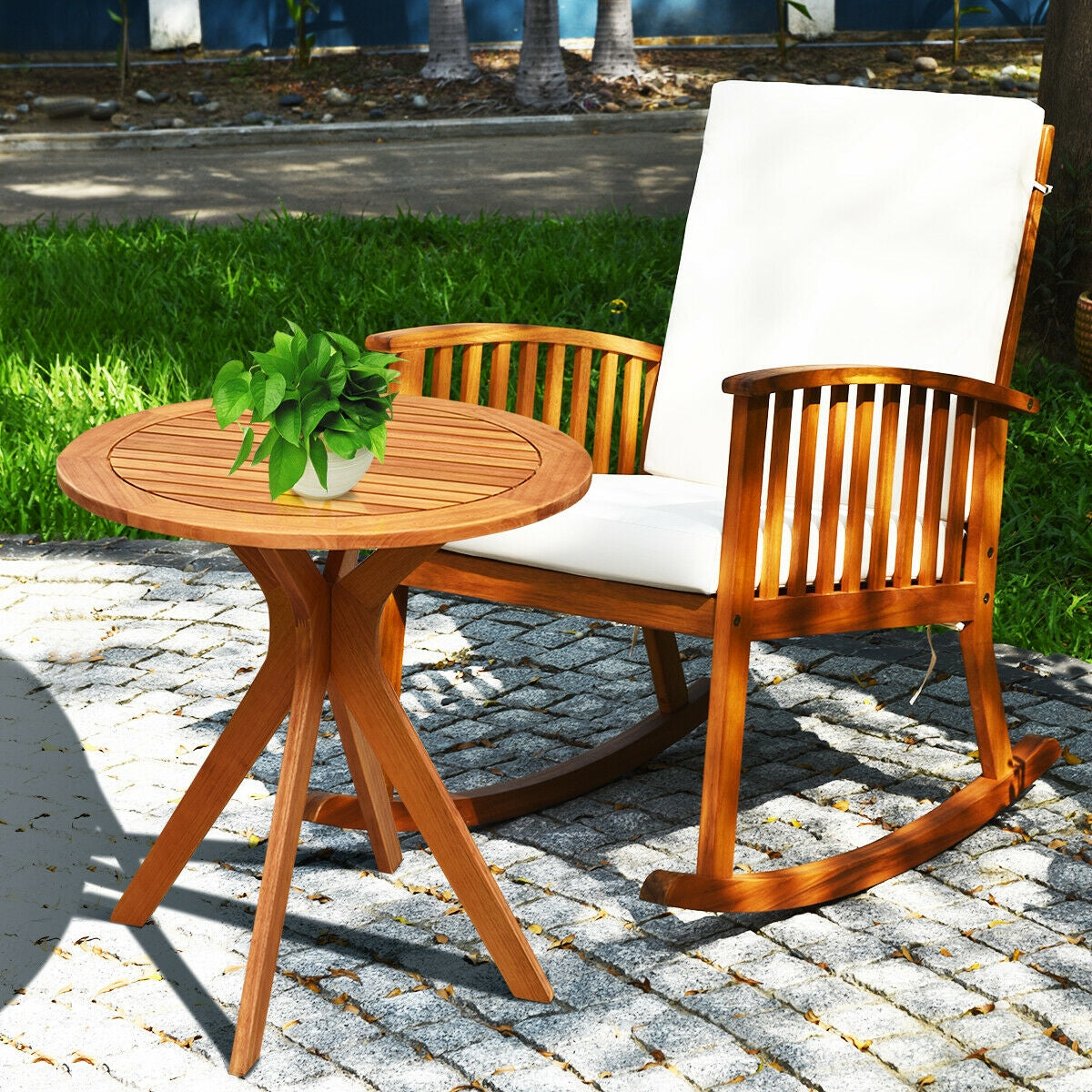 27" Round Eucalyptus Wood Bistro Table