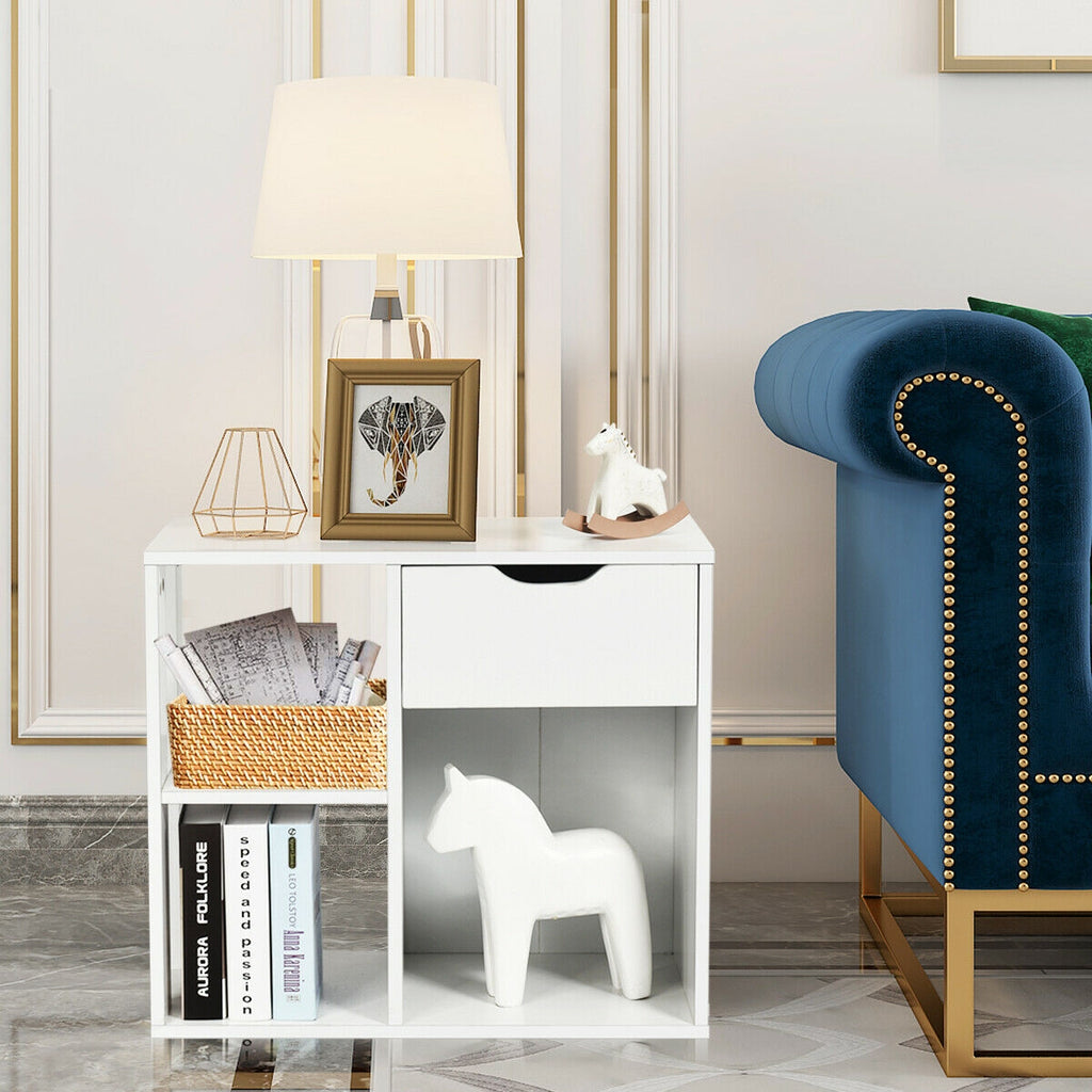 3-Cube Bookcase with Drawer & Shelves - White