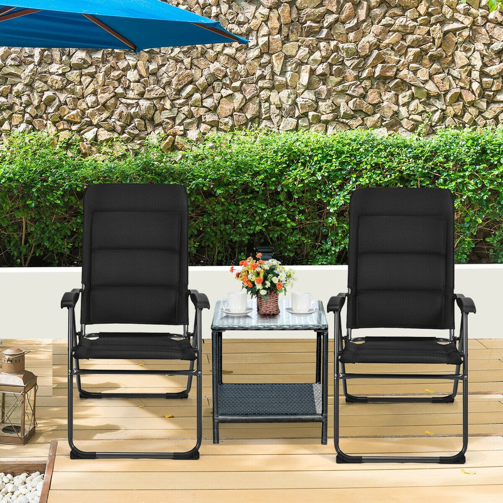 2 Pieces Outdoor Folding Patio Chairs with Adjustable Backrests for