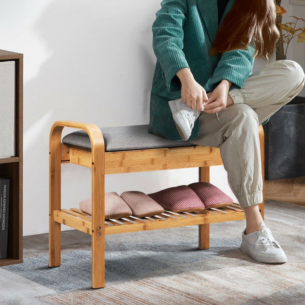 Shoe Rack Bench with Storage Shelf for Entryway Hallway Bedroom