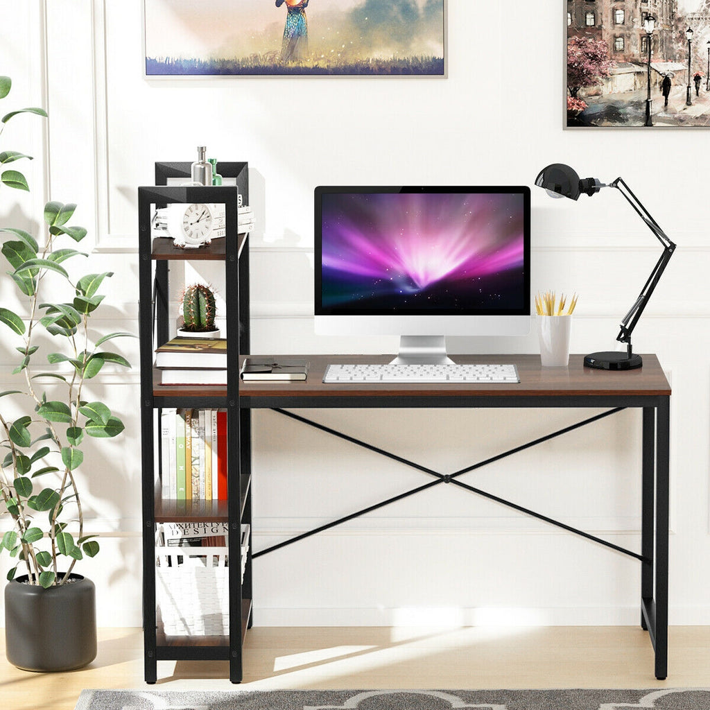 47.5" Computer Desk with 4-Tier Storage Shelves - Tan