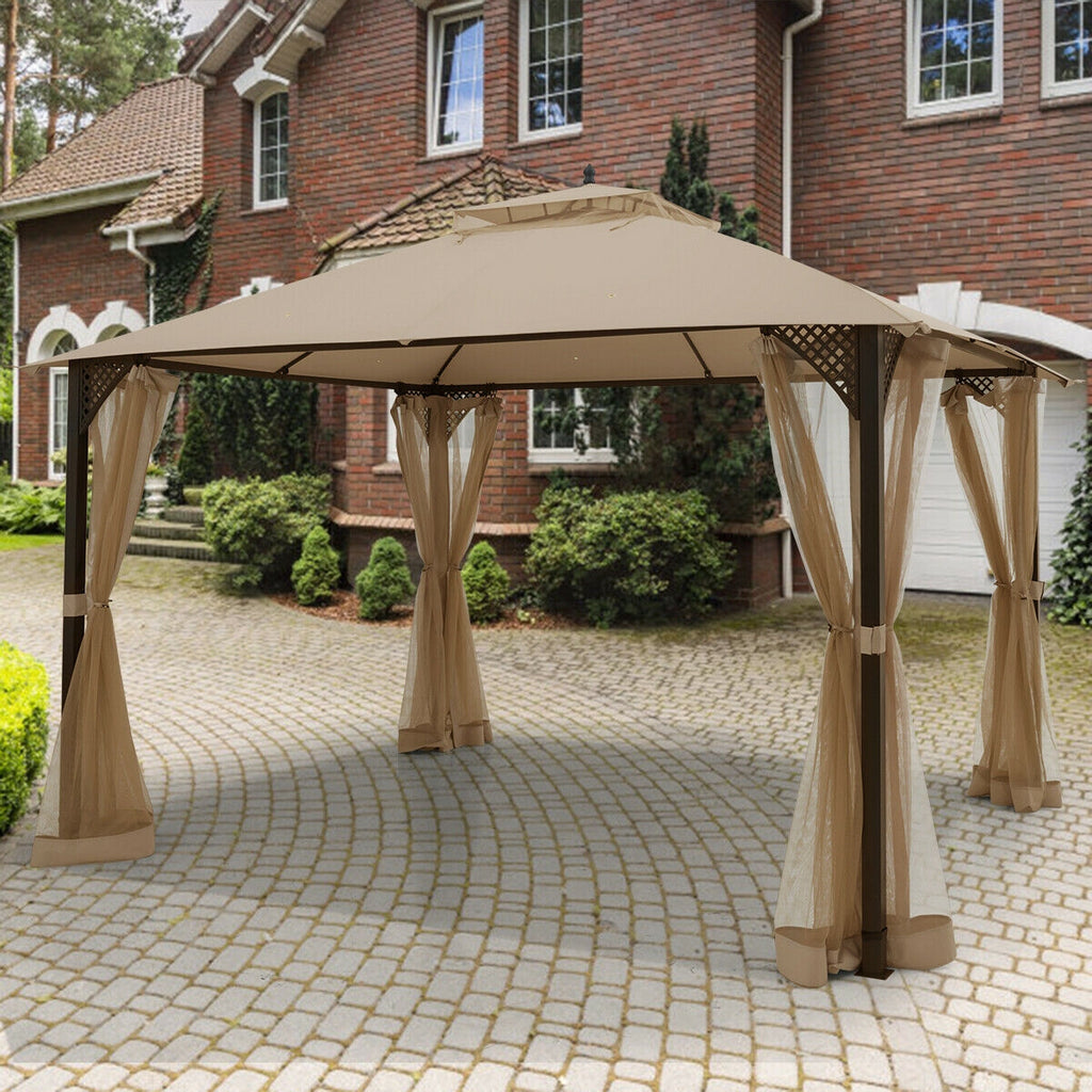 12 x 10 Patio Gazebo with Netting - Brown