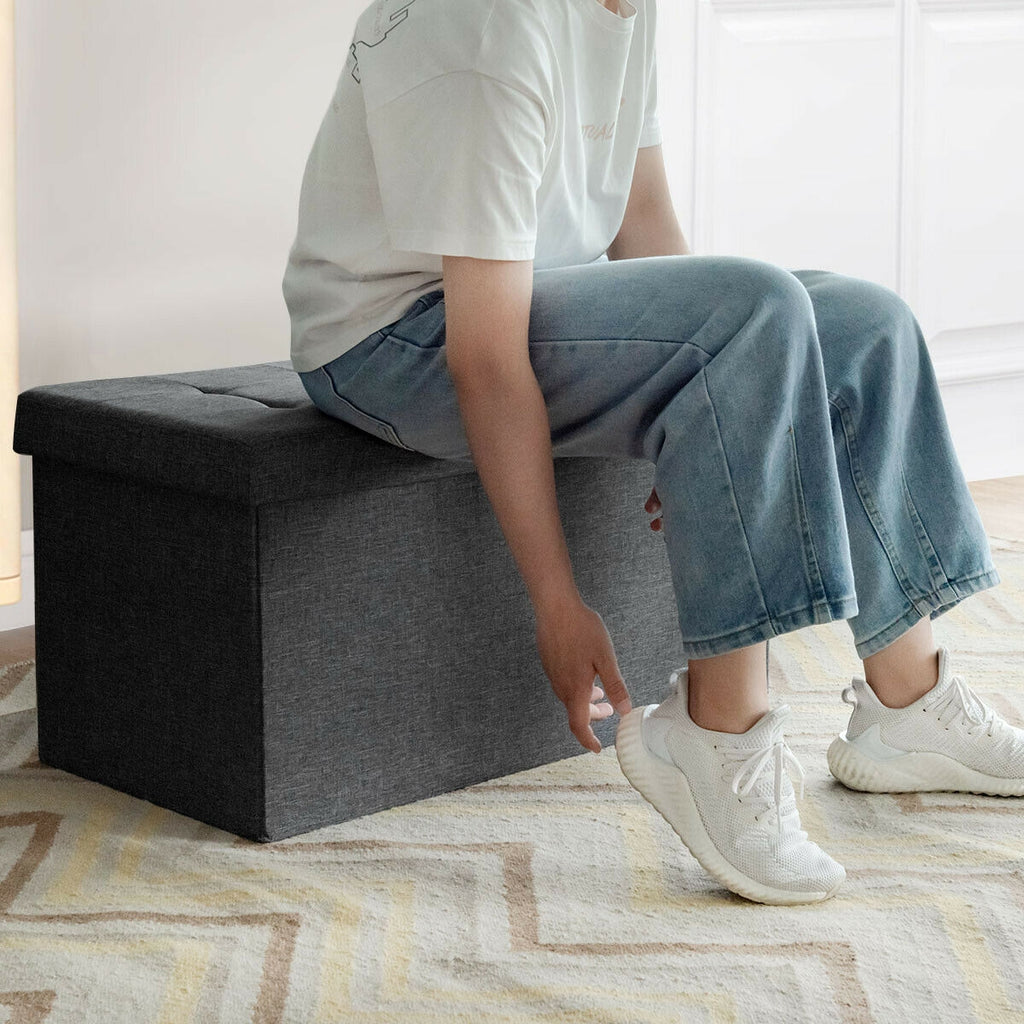 31.5" Storage Ottoman Footrest with Removable Bin - Dark Gray