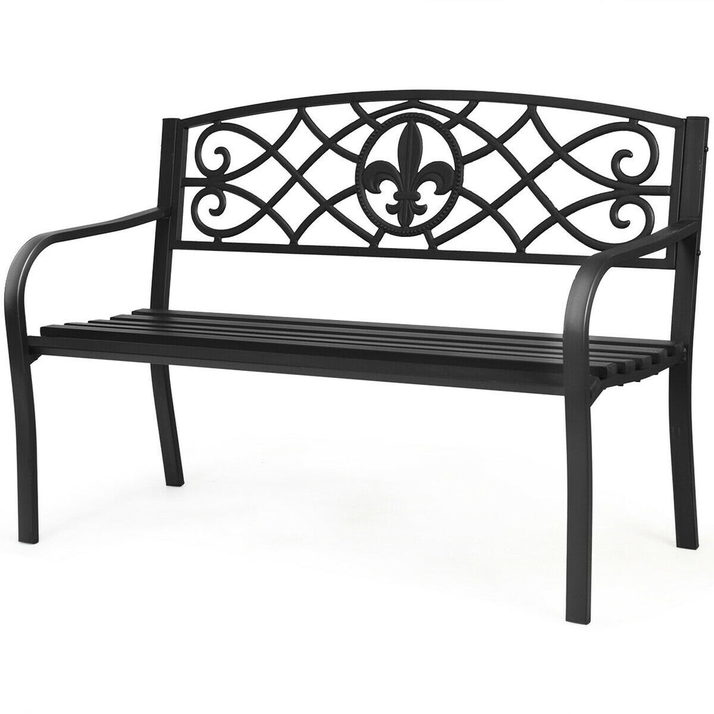 50-Inch Patio Garden Bench with Back - Style 7