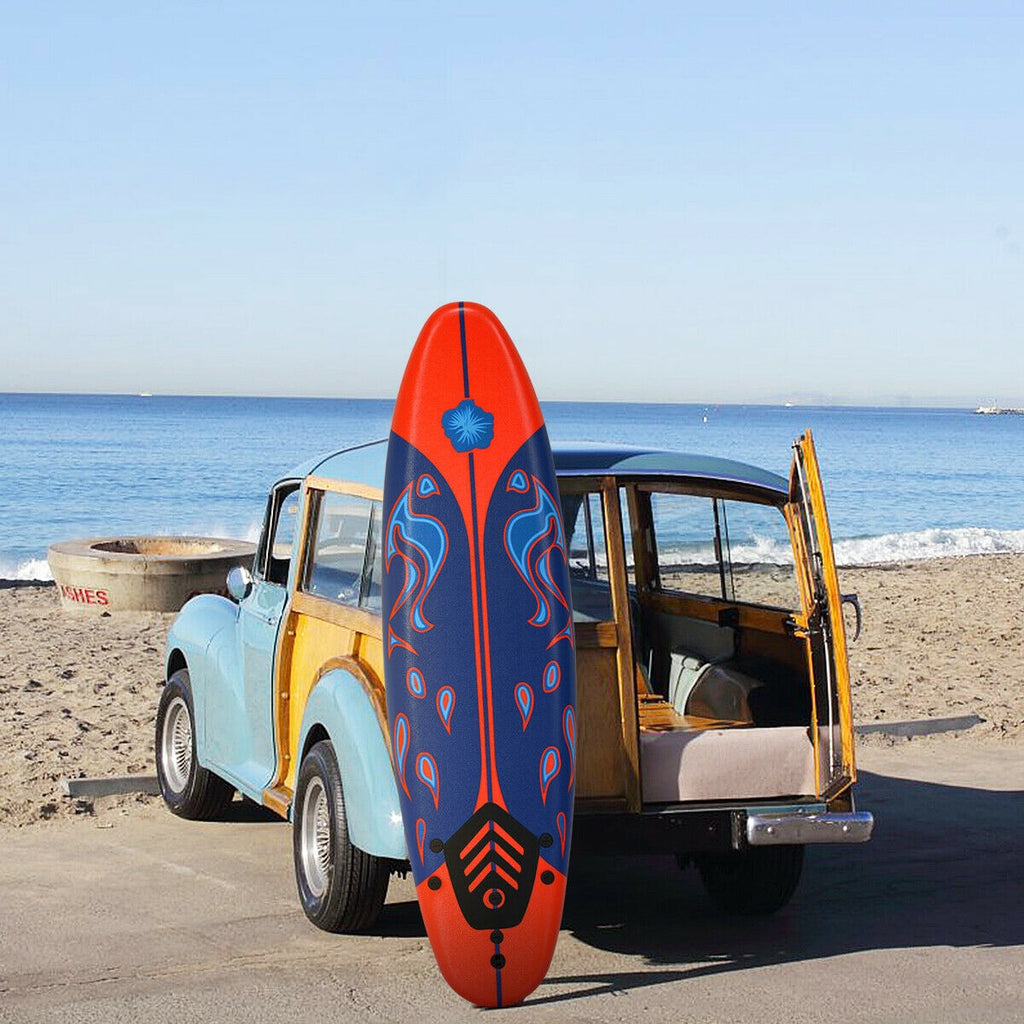 6 Feet Surfboard with Detachable Fins - Lightweight Body Board, Red - Costway