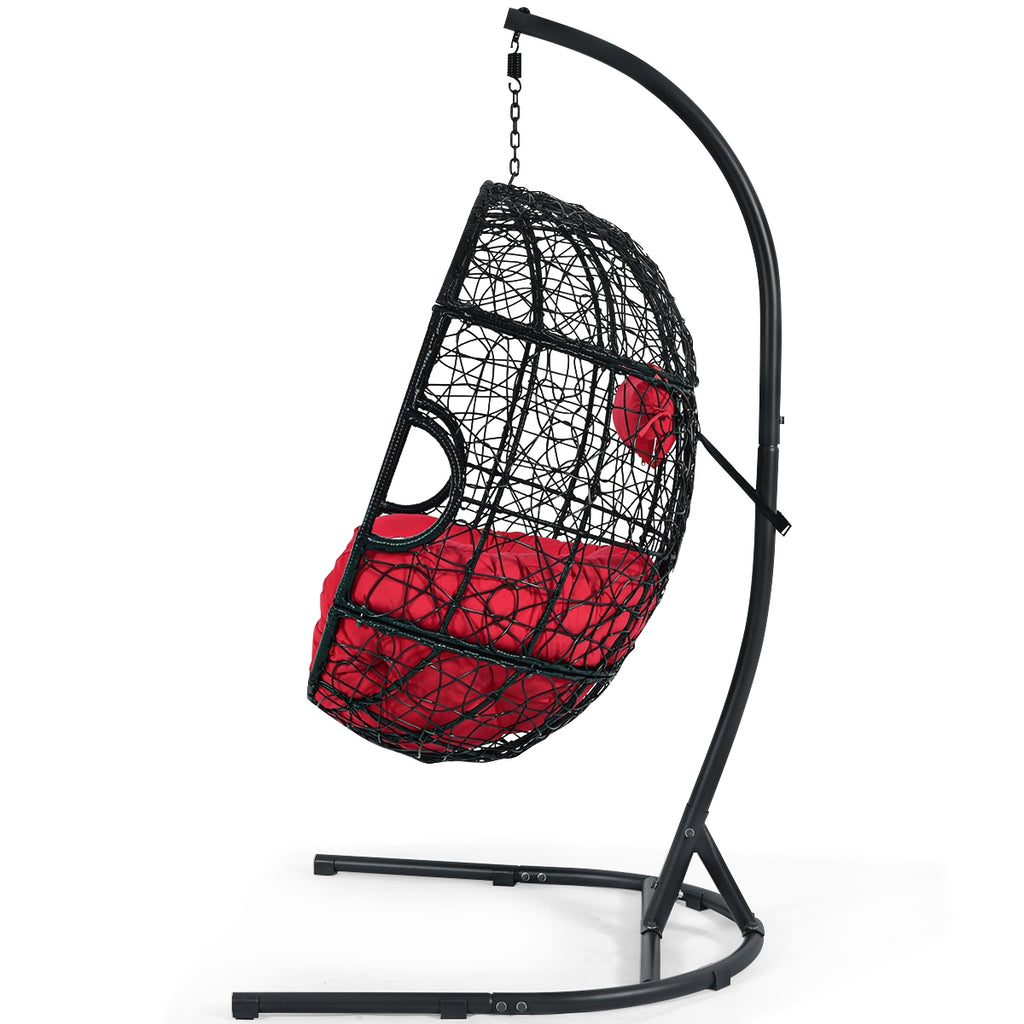 Indoor/Outdoor Hanging Cushioned Hammock Chair with Stand