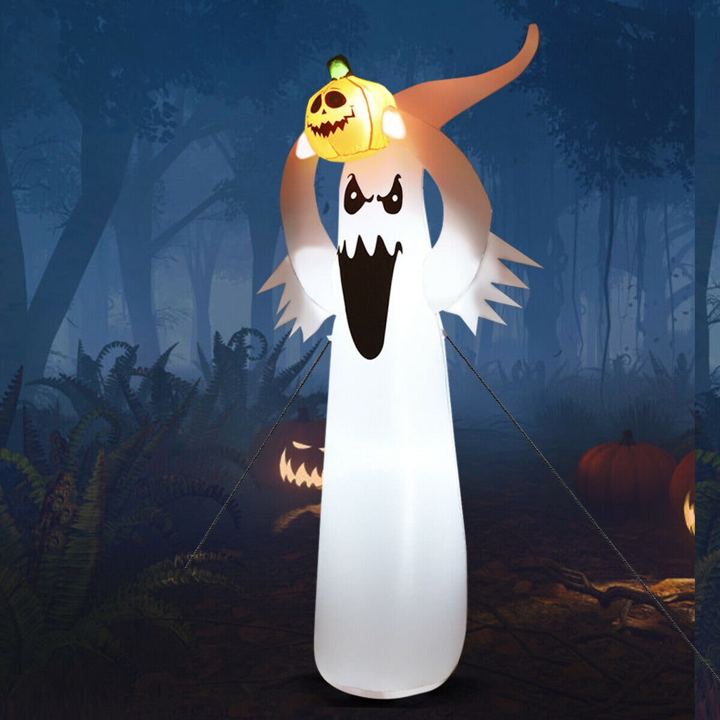 6 Feet Halloween Inflatable Ghost with Pumpkin and LED Lights - Outdoor Decor