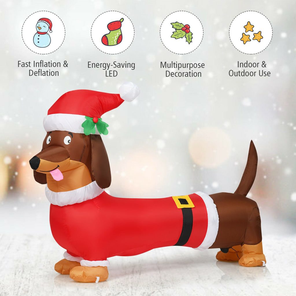 5 Feet Inflatable Christmas Dog with LED Lights - Indoor Outdoor Holiday Decoration