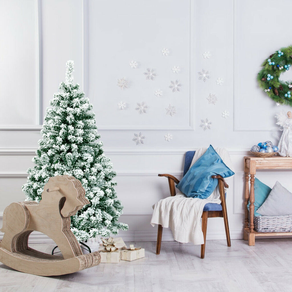 Pre-Lit Snow Flocked Artificial Christmas Tree 4.5ft with LED Lights