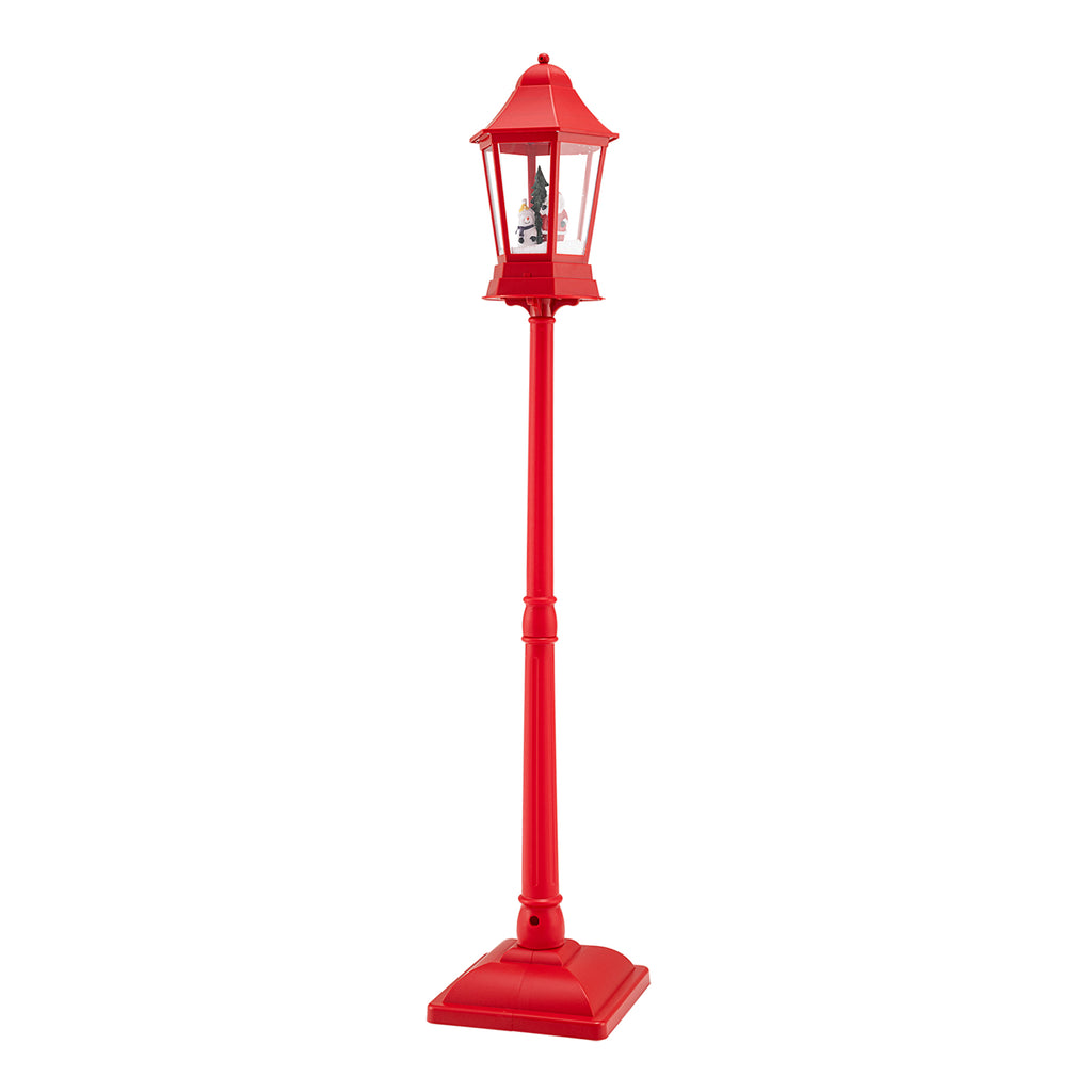 Musical Christmas Street Lamp with Blowing Snow & LED Lights - 5.3 Feet Red Variation