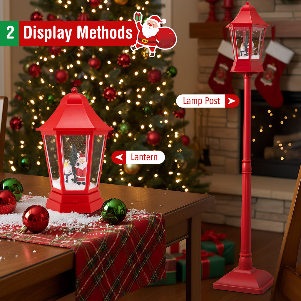 Musical Christmas Street Lamp with Blowing Snow & LED Lights - 5.3 Feet Red Variation