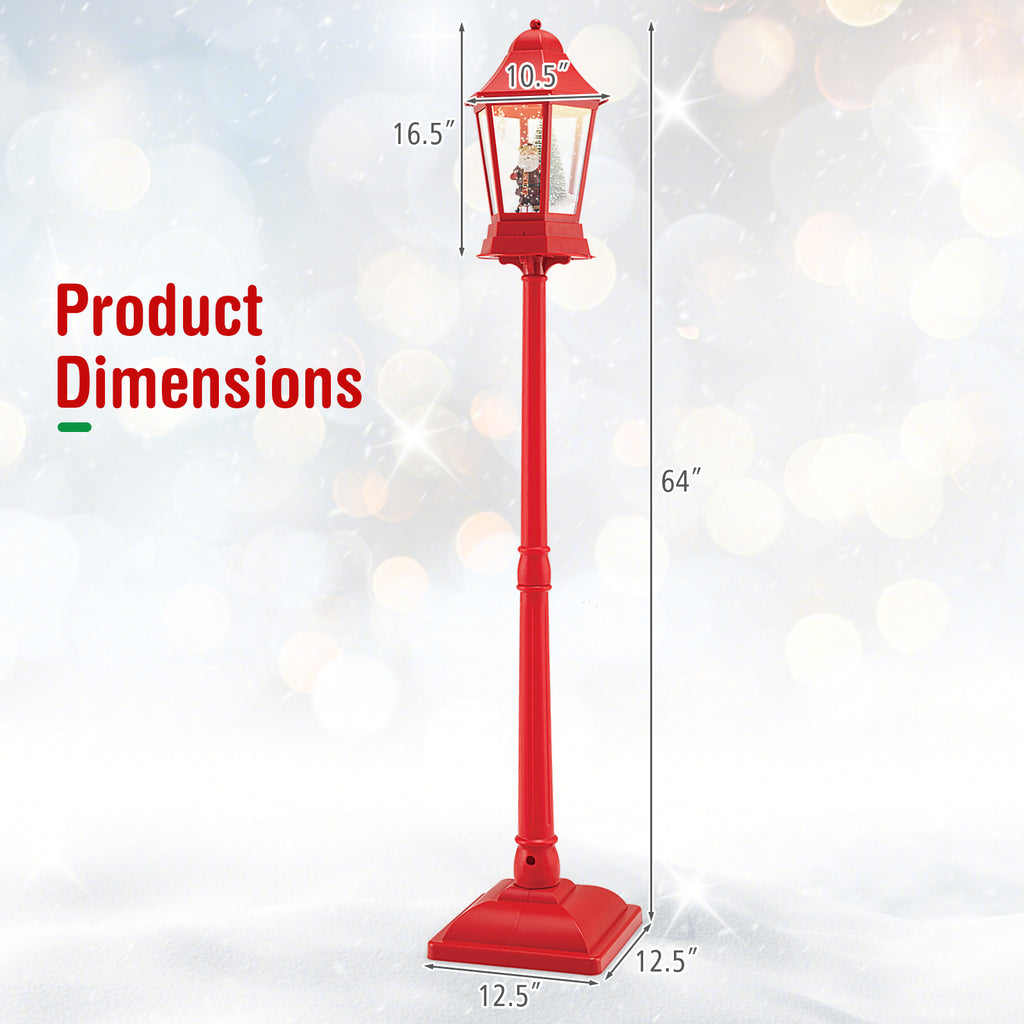 5.3 Feet Musical Christmas Street Lamp with 60 Warm White LED Lights - Red Variation