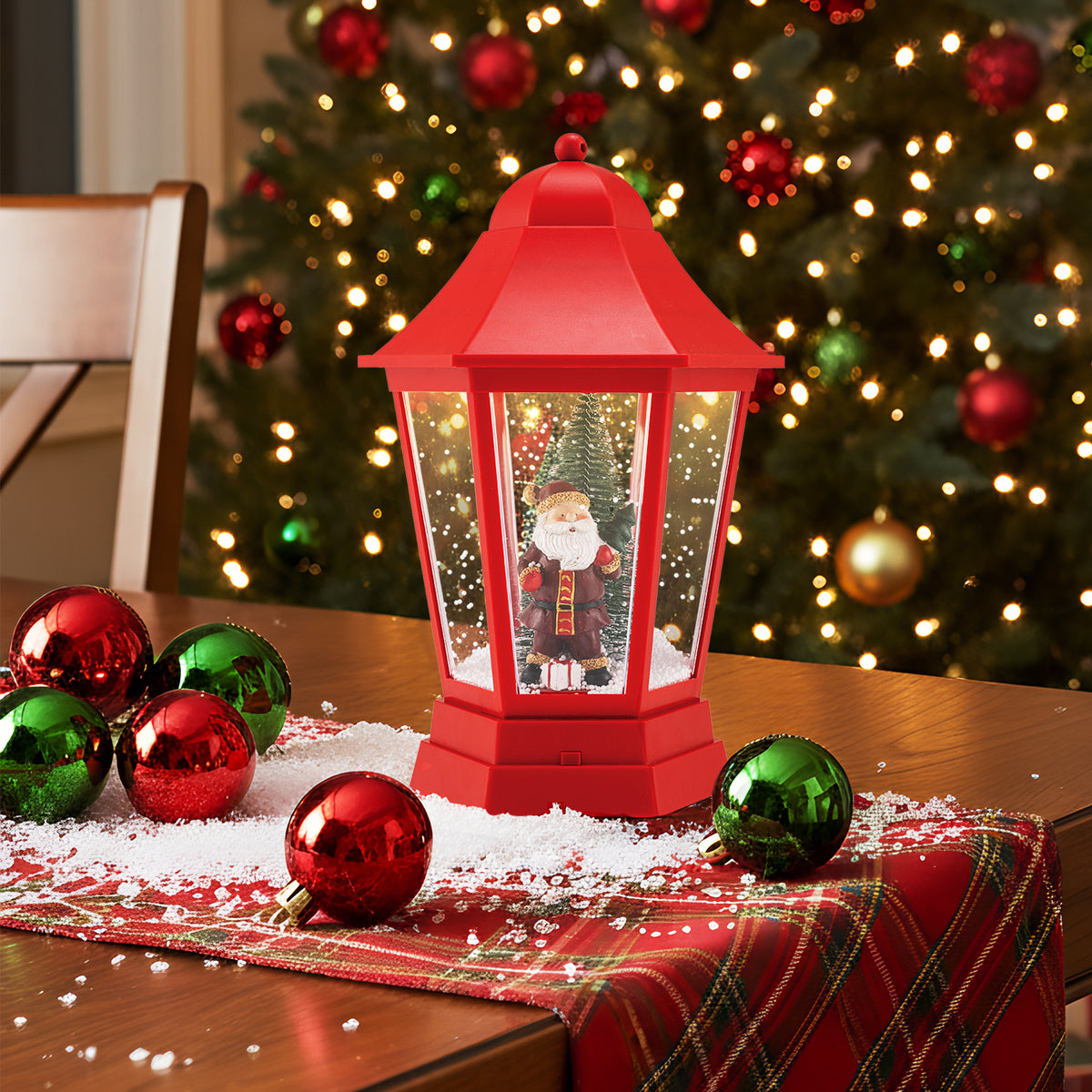5.3 Feet Musical Christmas Street Lamp with 60 Warm White LED Lights - Red Variation