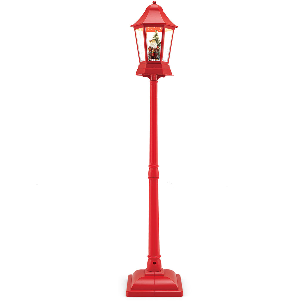 5.3 Feet Musical Christmas Street Lamp with 60 Warm White LED Lights - Red Variation