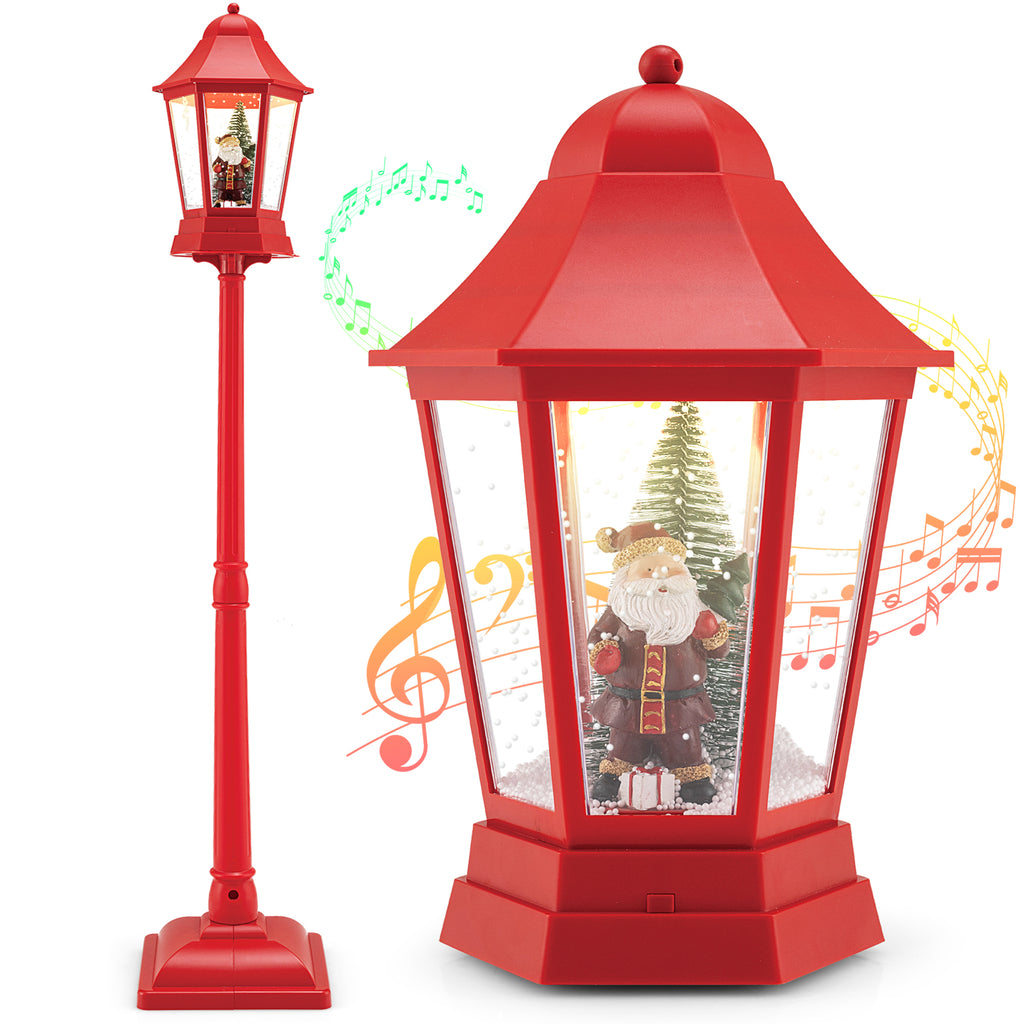 5.3 Feet Musical Christmas Street Lamp with 60 Warm White LED Lights - Red Variation