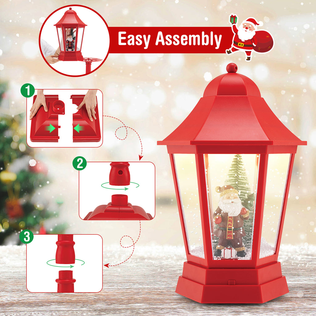 5.3 Feet Musical Christmas Street Lamp with 60 Warm White LED Lights - Red Variation
